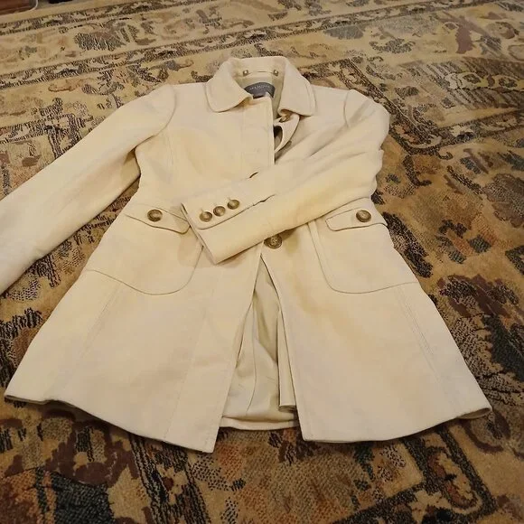 ANN TAYLOR Golden Tan/Cream Single-Breast Peacoat XSP - EUC - Picture 14 of 14